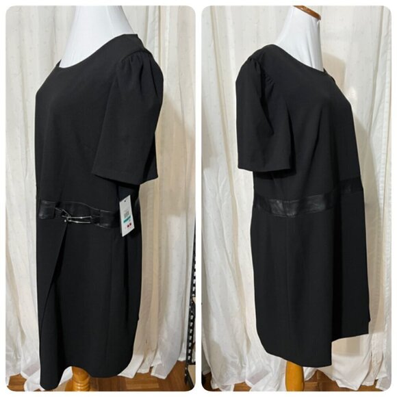 DKNY Womens Faux Wrap Polyester Sheath Dress Sz 2 in Black - Picture 3 of 11